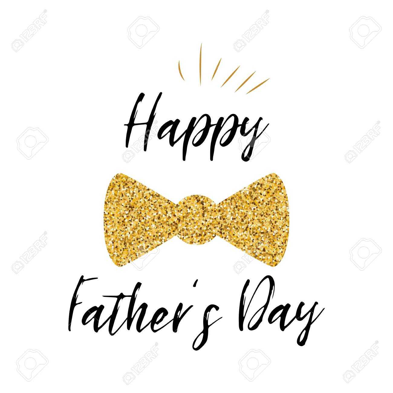 Father's Day Banner Design With Lettering, Golden Bow Tie Butterfly With Regard To Tie Banner Template