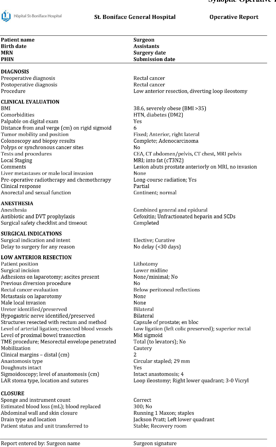 Figure 1 From Synoptic Operative Reports Enhance Pertaining To Operative Report Template