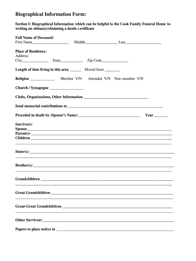 Fill In The Blank Obituary Template Pdf - Fill Online Within Fill In The Blank Obituary Template