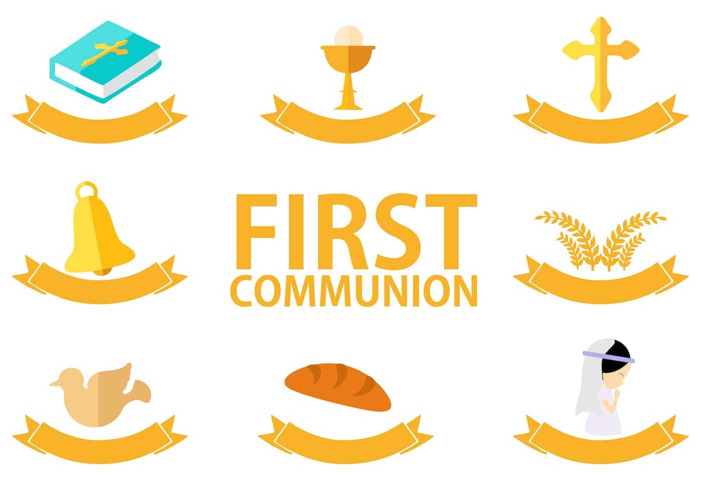 First Communion Template Free Vector Art – (25 Free Downloads) Inside First Communion Banner Templates