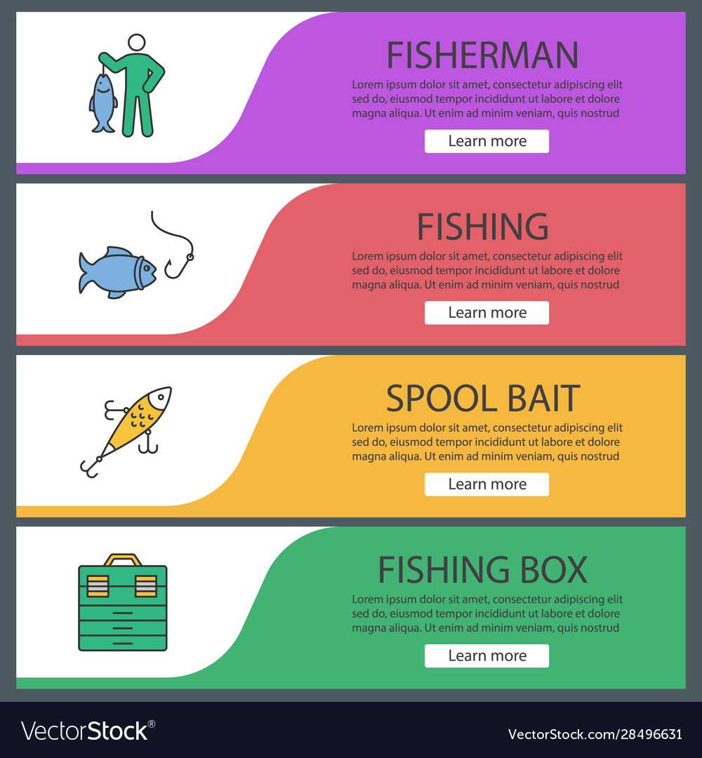 Fishing Web Banner Templates Set Inside Website Banner Templates Free Download