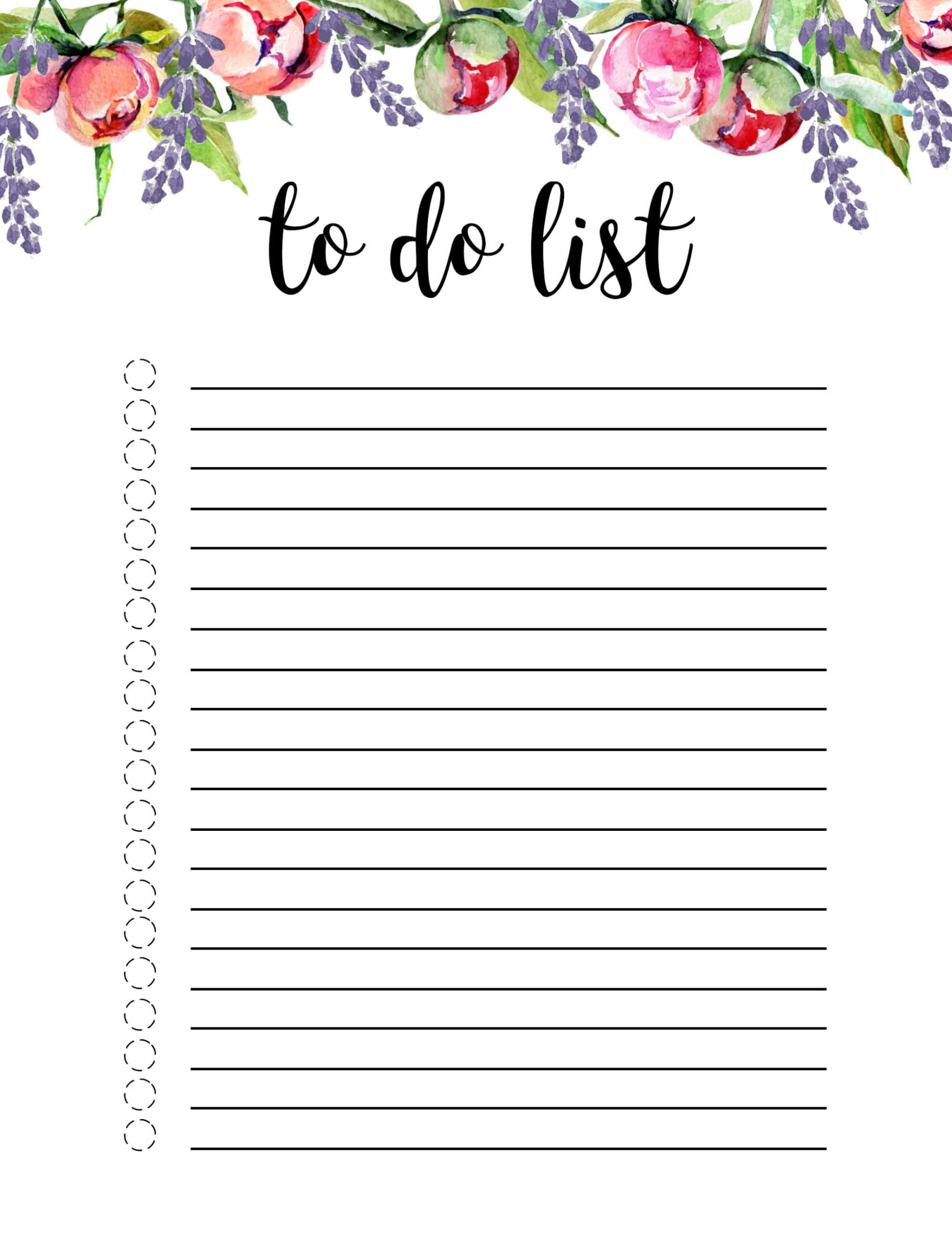 Floral To Do List Printable Template – Paper Trail Design In Blank To Do List Template
