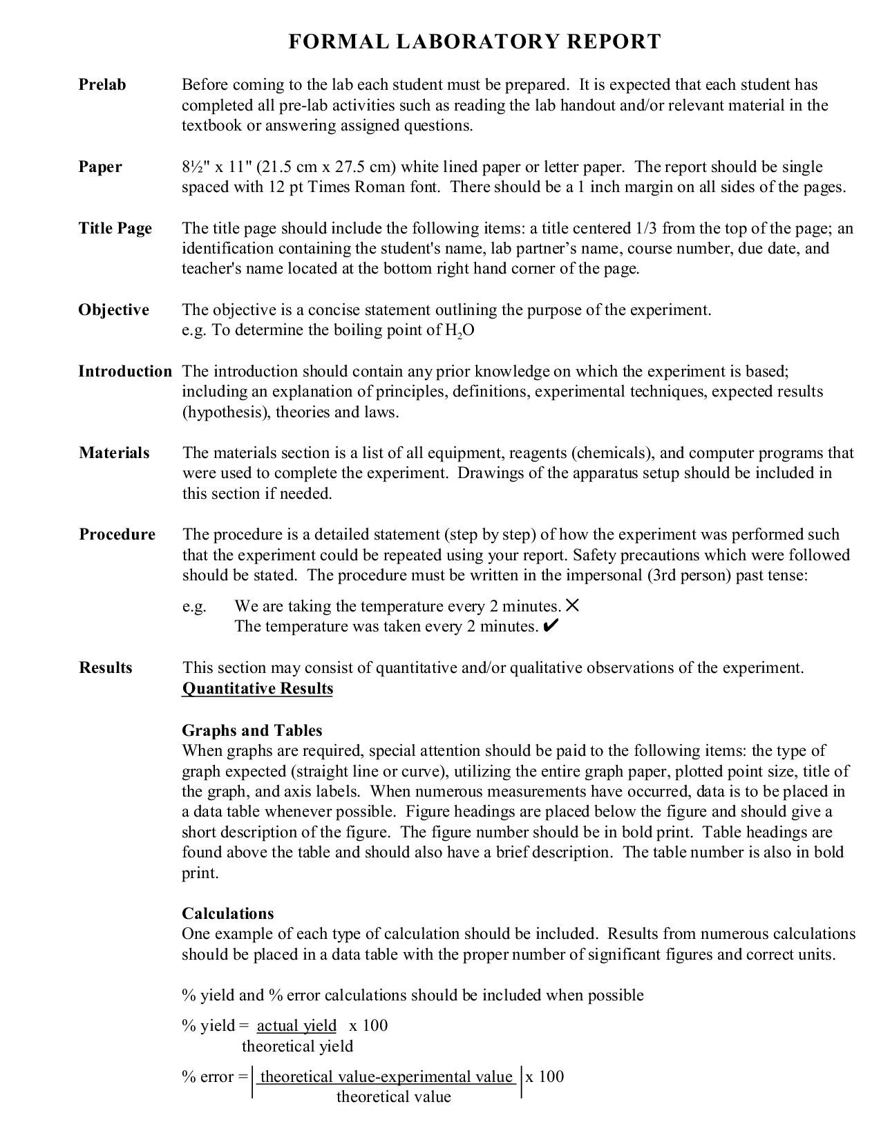 Formal Lab Report Example – Docsity Intended For Chemistry Lab Report Template