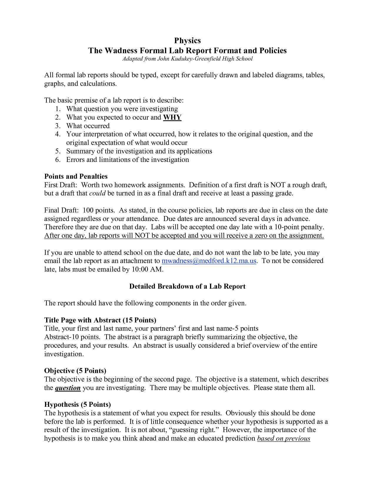 Formal Lab Report Template Physics : Biological Science Inside Biology Lab Report Template