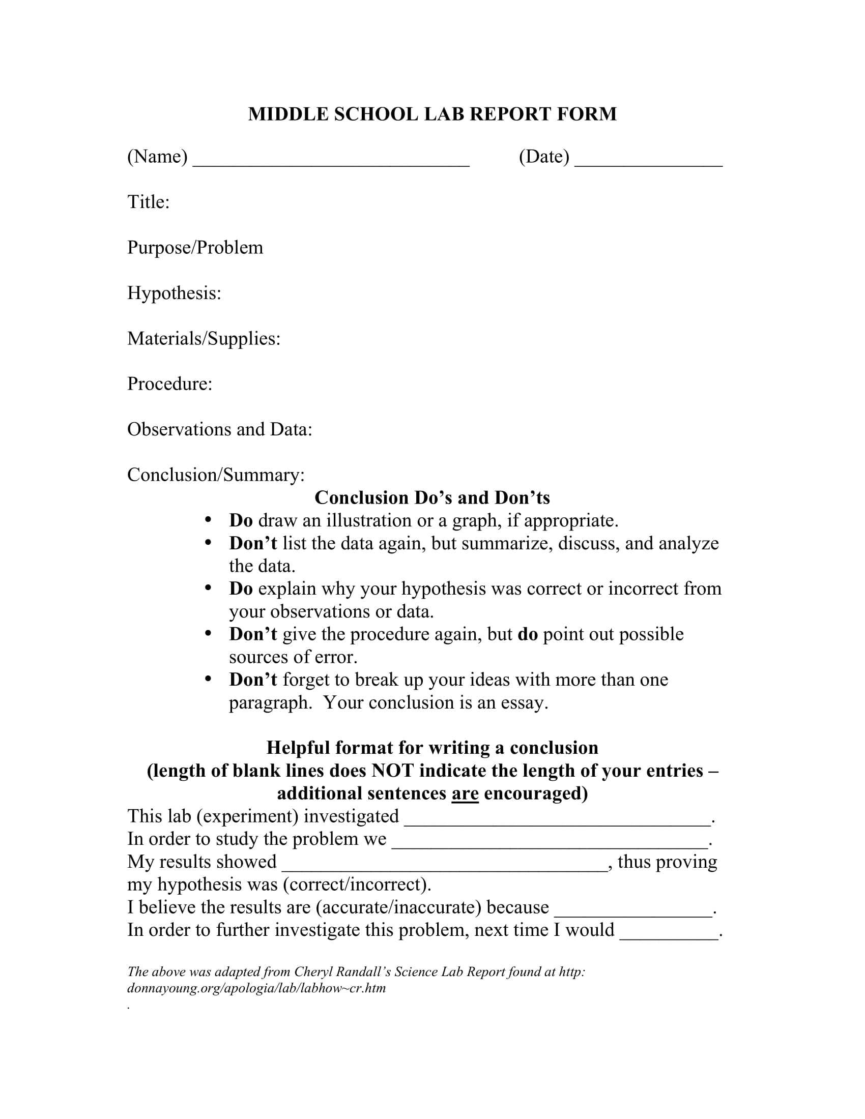 Free 11+ Laboratory Report Forms In Pdf | Ms Word With Lab Report Template Middle School