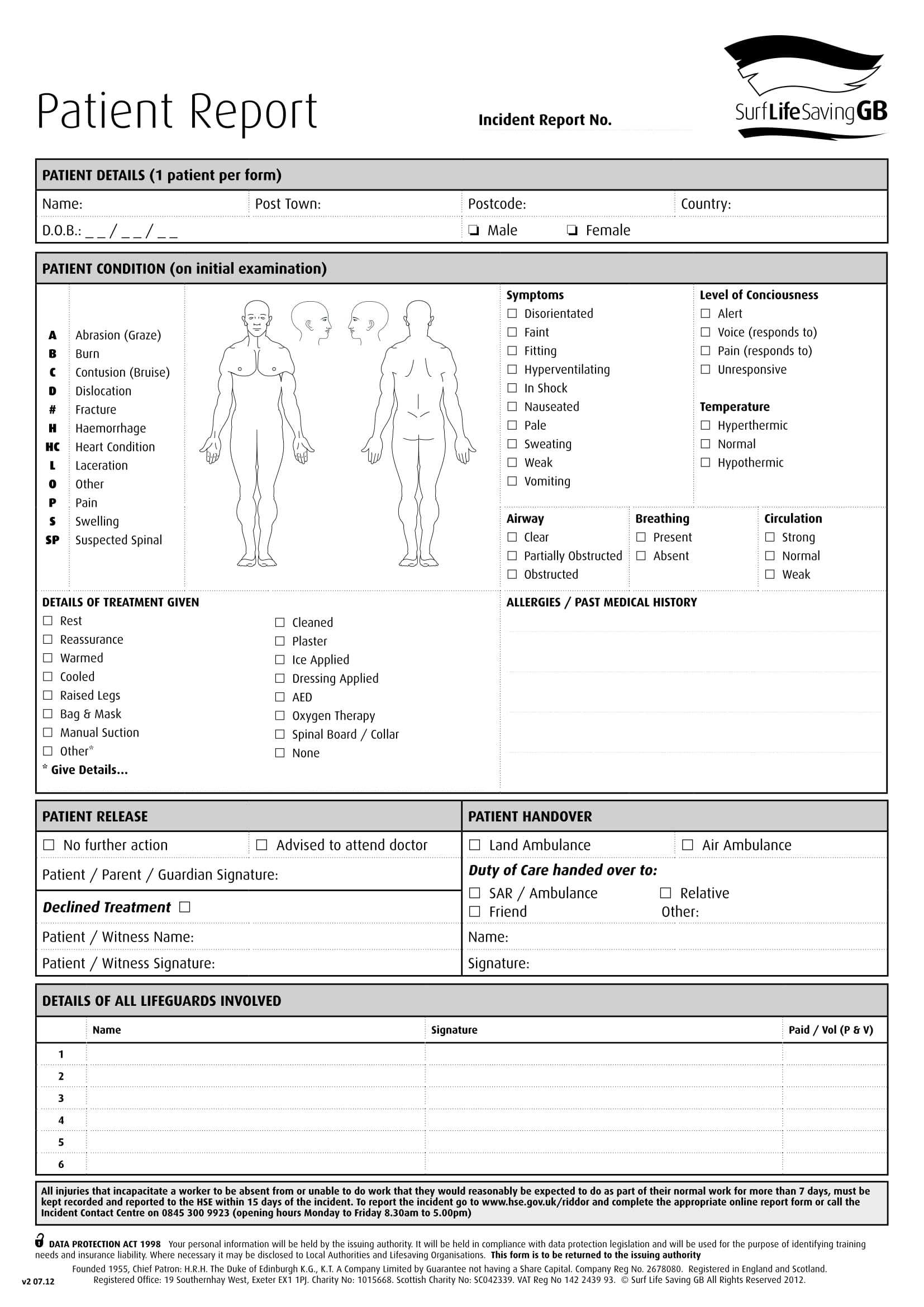 Free 14+ Patient Report Forms In Pdf | Ms Word Throughout Patient Care Report Template