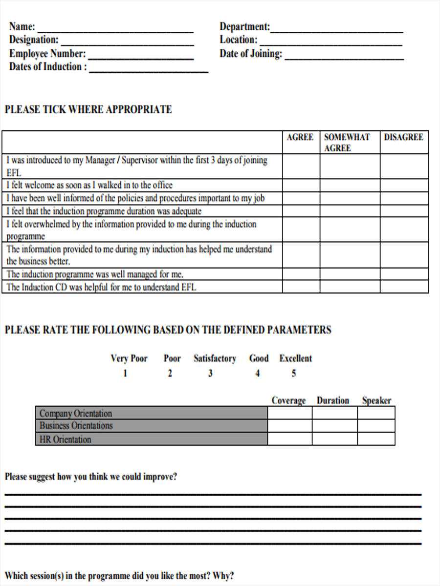 Free 5+ Sample Hr Feedback Forms In Pdf | Ms Word Pertaining To Word Employee Suggestion Form Template