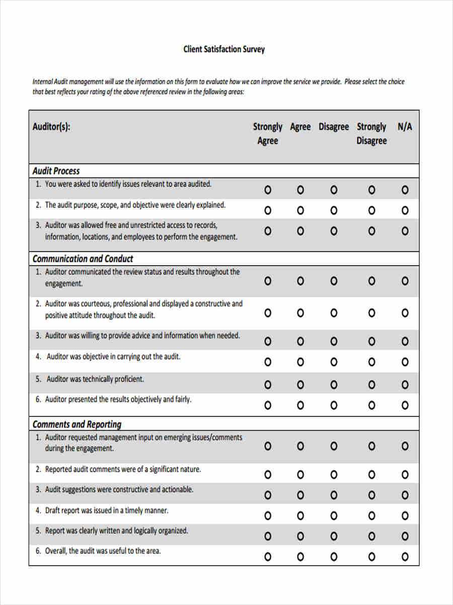 Free 6+ Client Satisfaction Questionnaire Forms In Pdf | Ms Word Within Employee Satisfaction Survey Template Word
