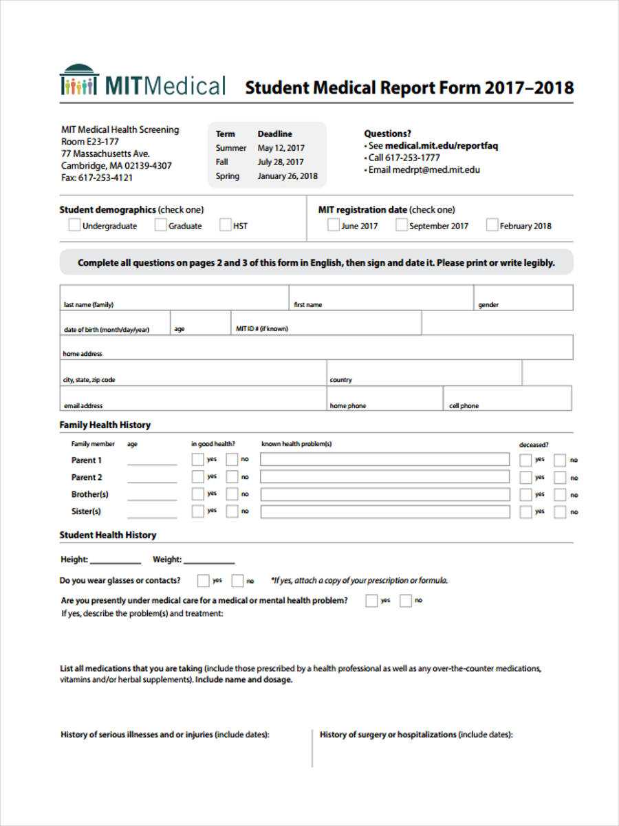 Free 7+ Medical Report Forms In Pdf | Ms Word Pertaining To Medical Report Template Doc