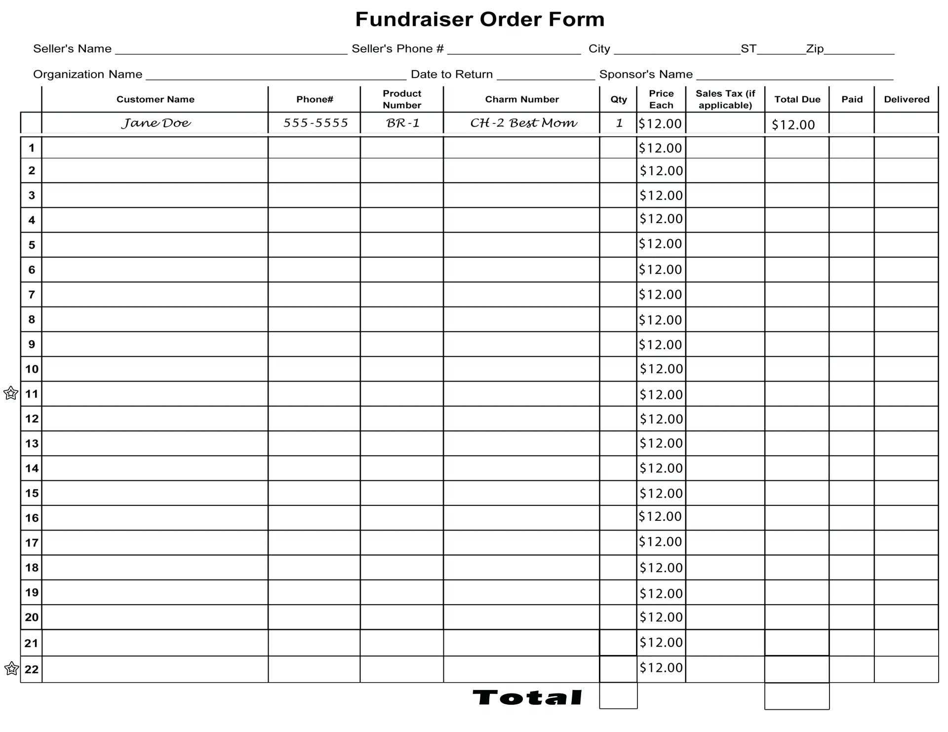 Free Bill Of Lading Forms Templates A Template Lab Blank Within Blank Fundraiser Order Form Template