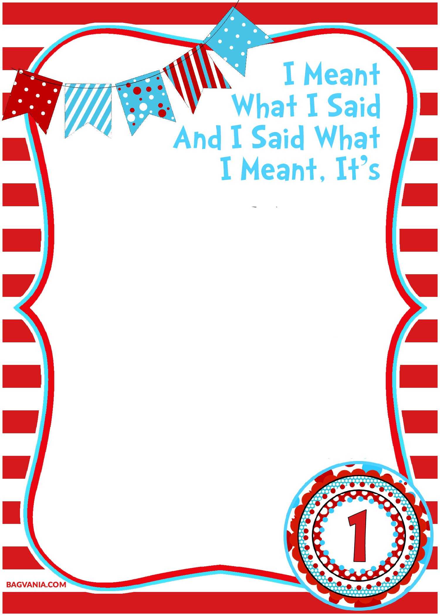 Free Blank Dr.seuss Invitation Template – Free Printable Within Blank Cat In The Hat Template
