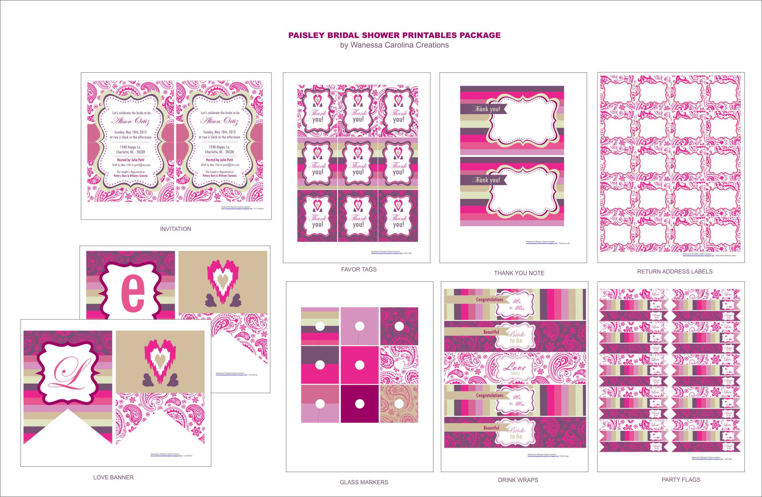 Free Bridal Shower Printables From Wanessa Carolina Inside Free Bridal Shower Banner Template