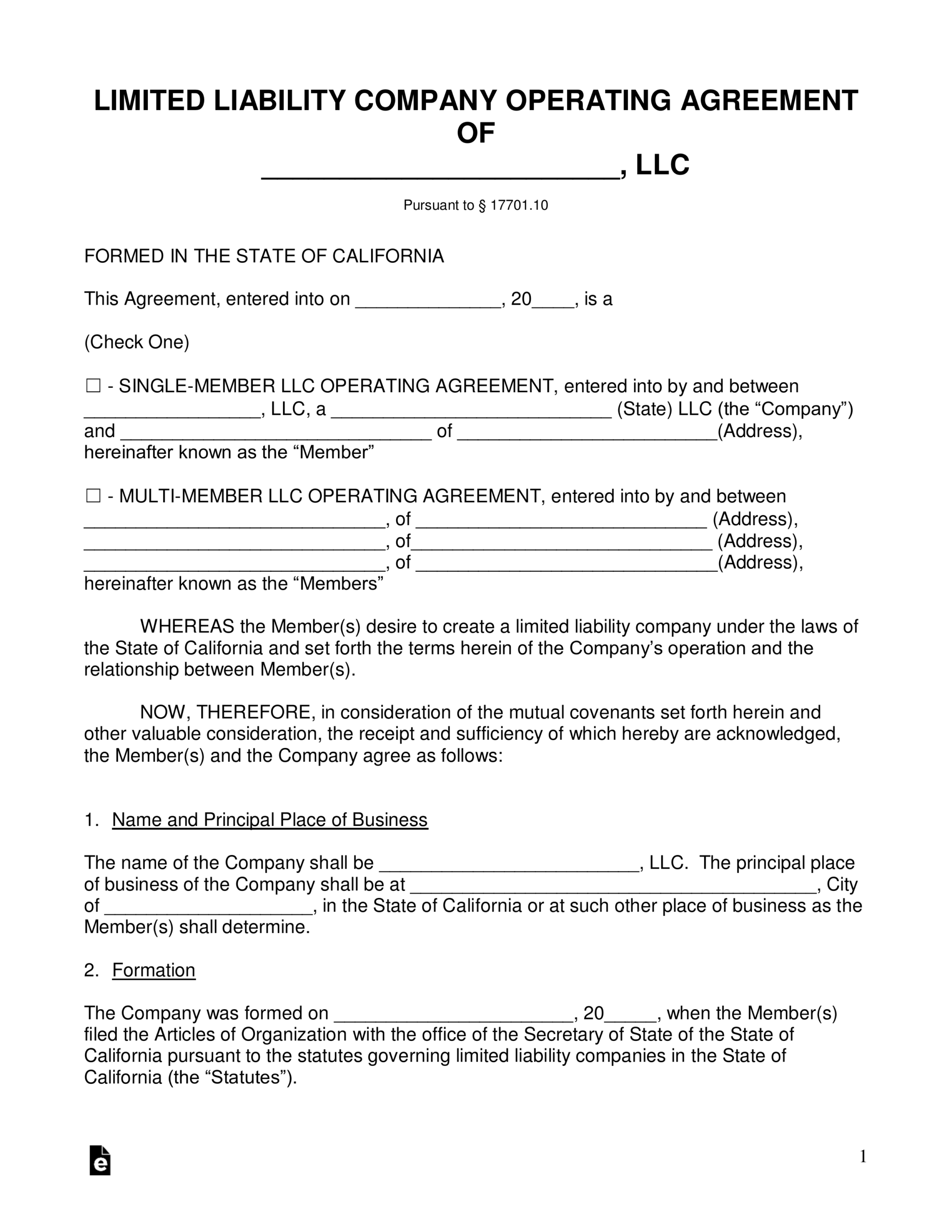 Free California Llc Operating Agreement Templates – Pdf Intended For Llc Annual Report Template