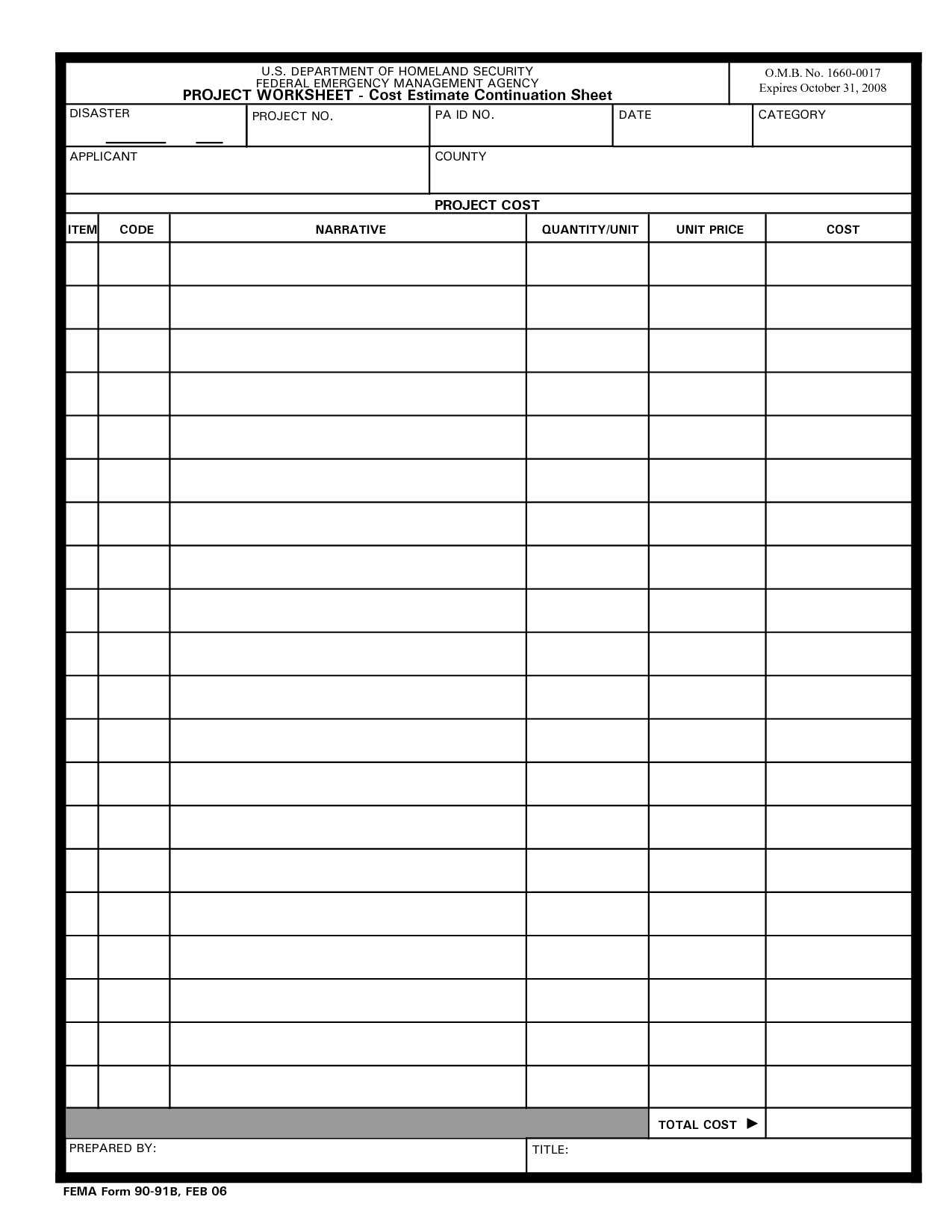Free Concrete Estimating T Quantity Takeoff Excel Template Within Blank Estimate Form Template