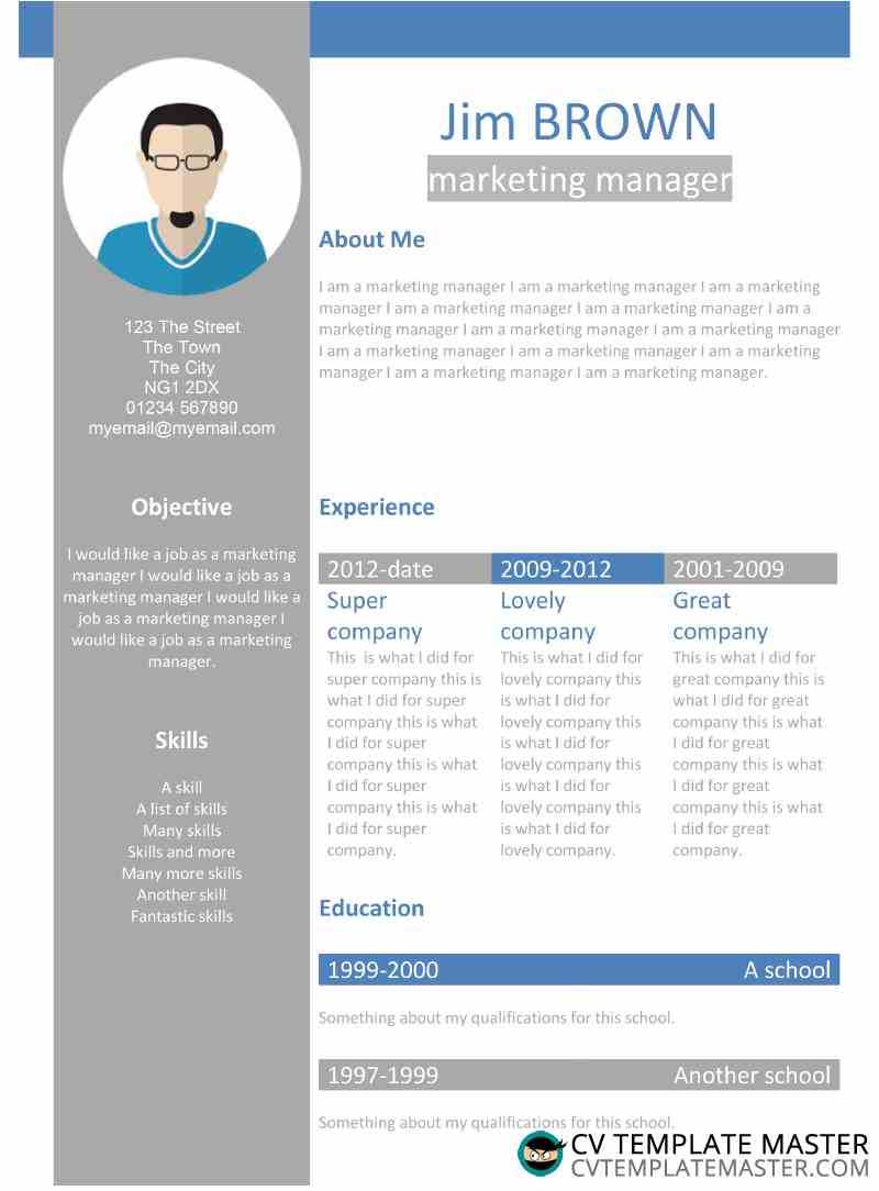 Free Creative 'profile' Word Cv Template – Cv Template Master Within Another Word For Template