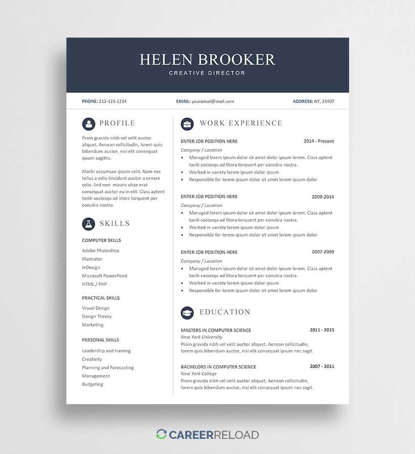Free Cv Template – Create A Professional Cv – Quick & Easy With Resume Templates Word 2007