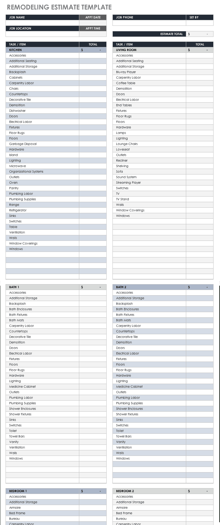 Free Estimate Templates | Smartsheet Intended For Work Estimate Template Word