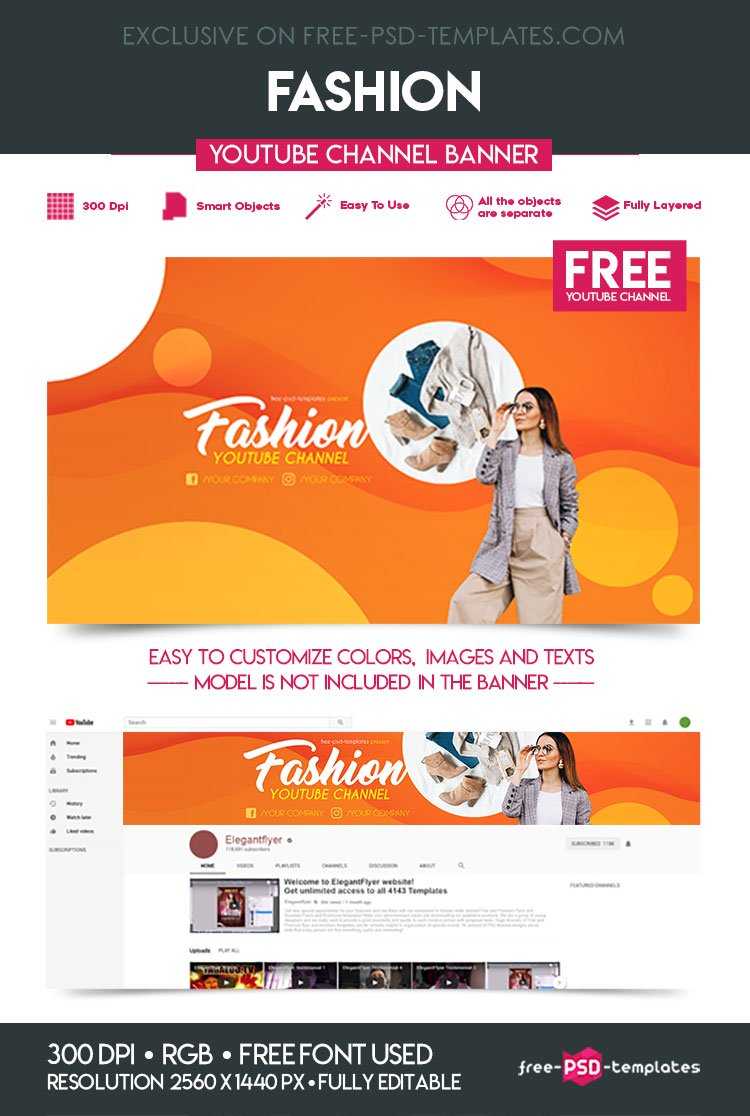 Free Fashion Youtube Channel Banner | Free Psd Templates In Free Website Banner Templates Download