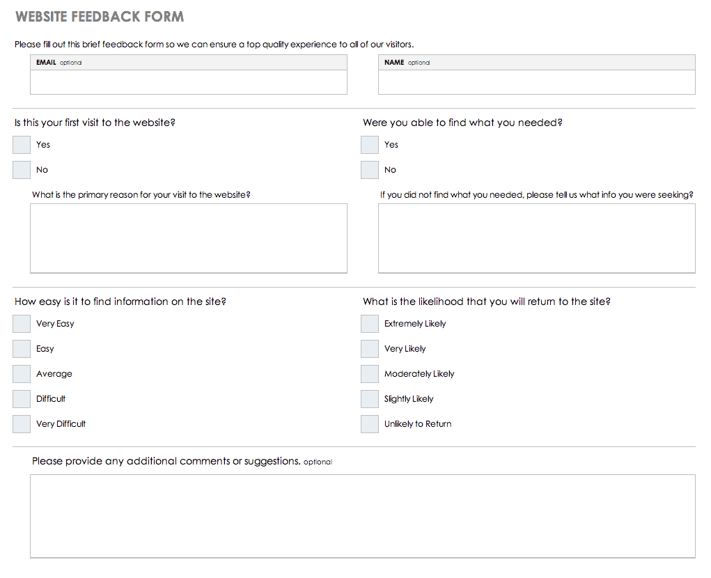 Free Feedback Form Templates | Smartsheet With Student Feedback Form Template Word