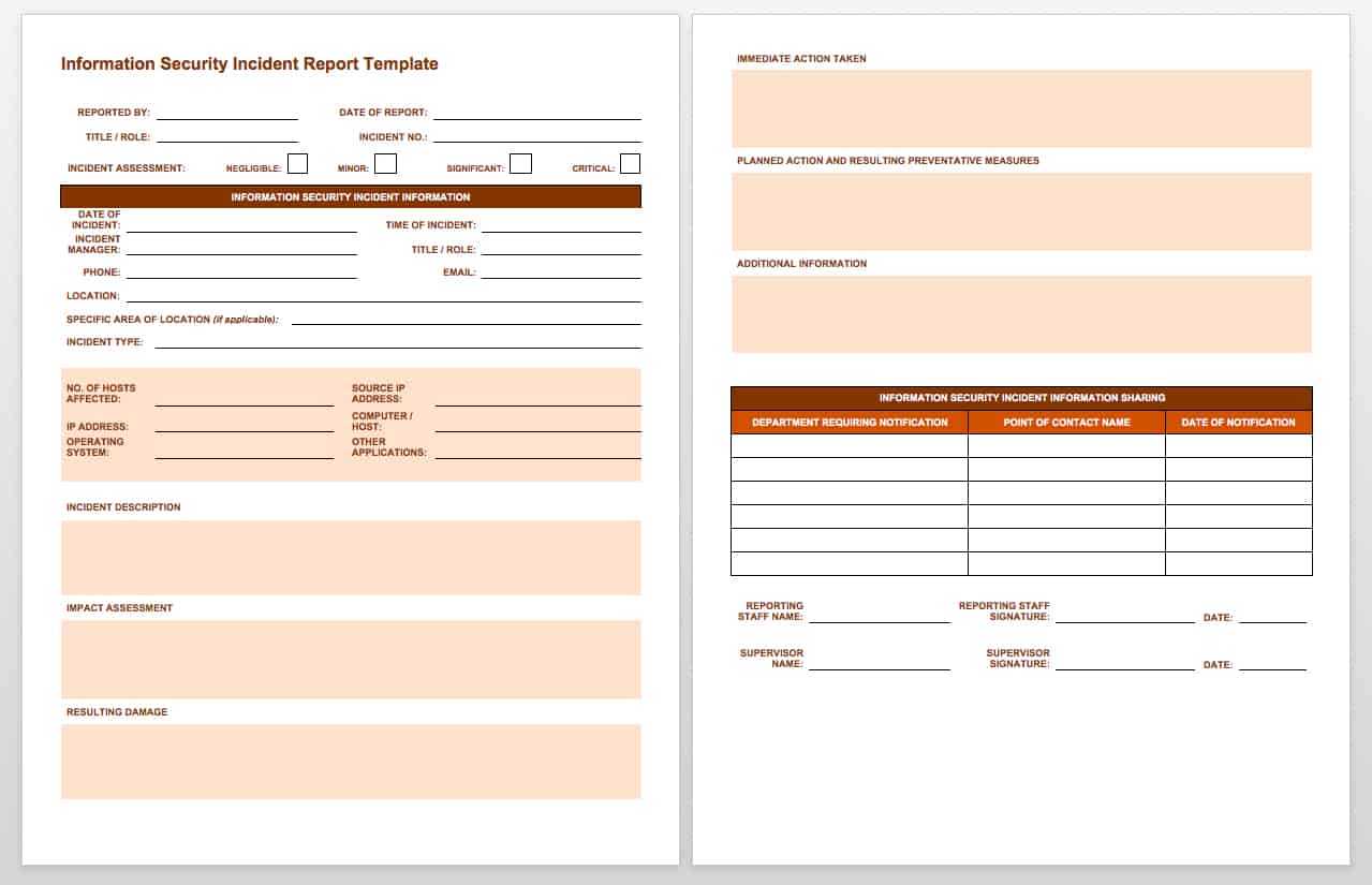 Free Incident Report Templates & Forms | Smartsheet In Itil Incident Report Form Template