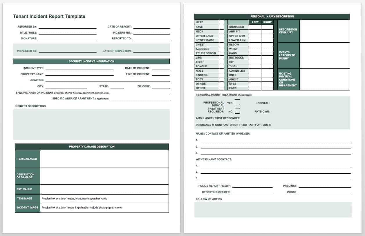 Free Incident Report Templates & Forms | Smartsheet Inside Vehicle Accident Report Form Template