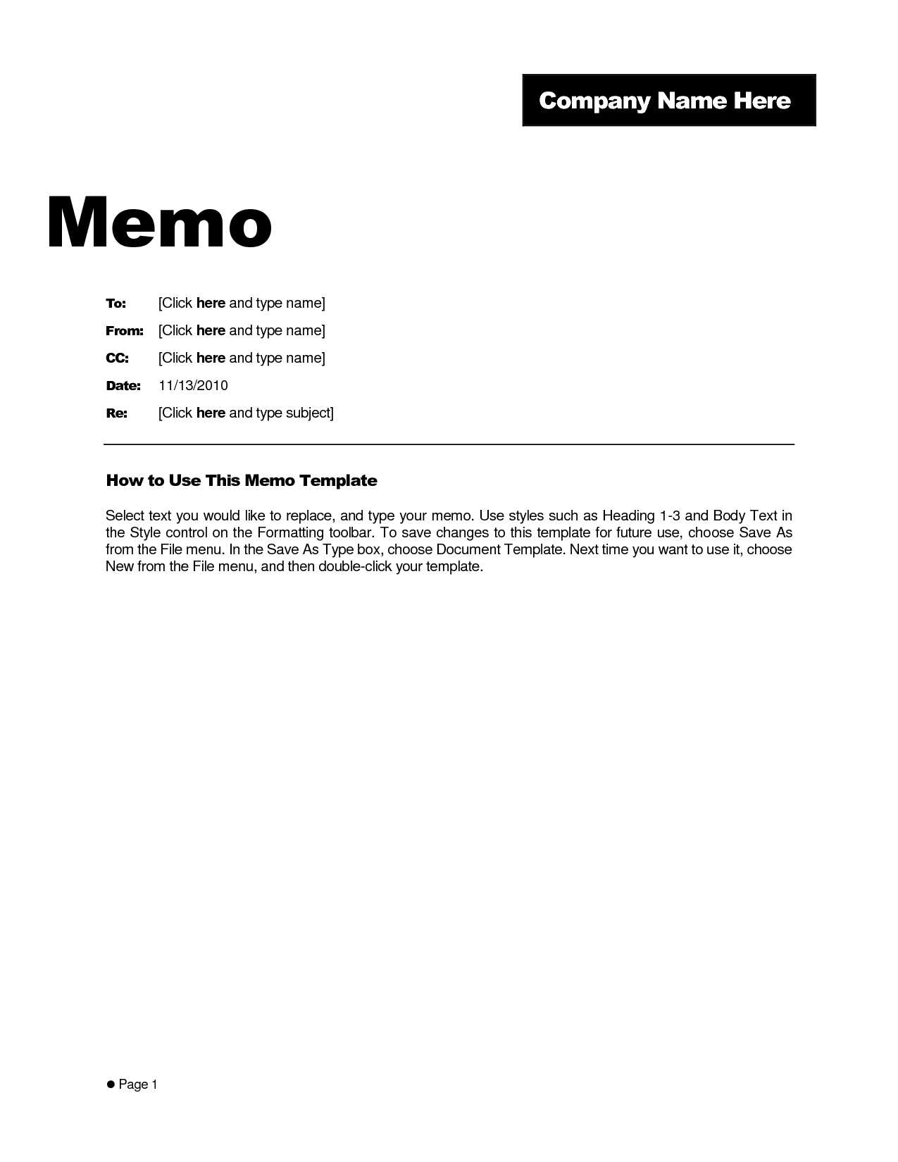 Free Memo Template Word 2010 – Kerren For Memo Template Word 2013