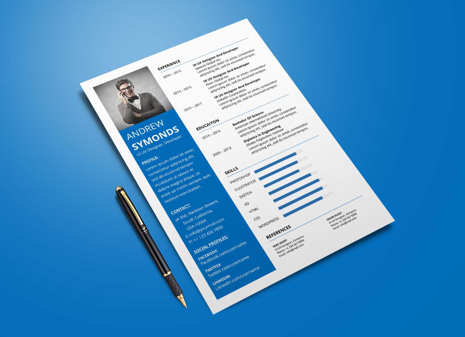 Free Modern Resume Template In Word Docx Format – Good Resume Throughout Free Brochure Templates For Word 2010