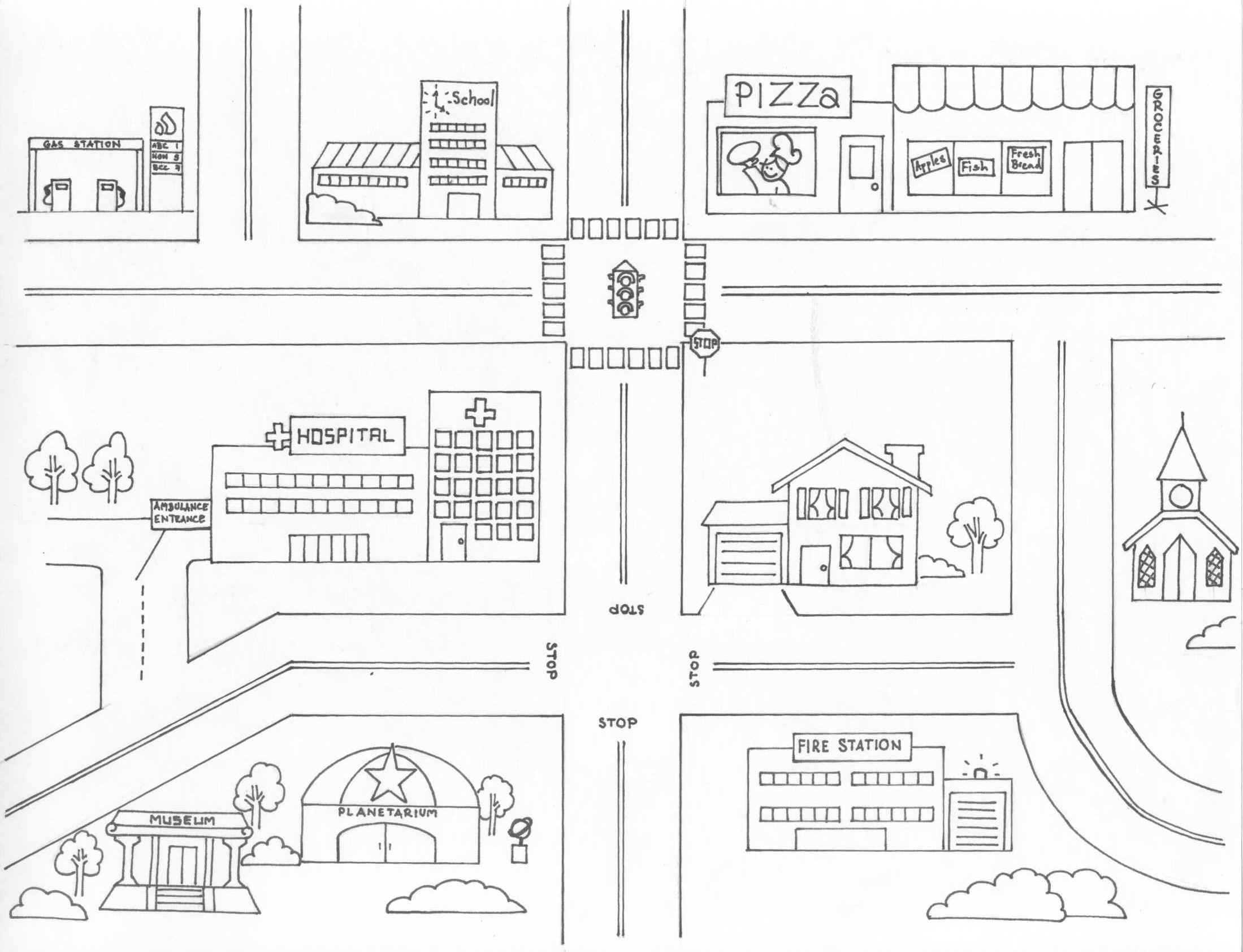 Free Neighborhood Map Coloring Page, Download Free Clip Art Within Blank City Map Template