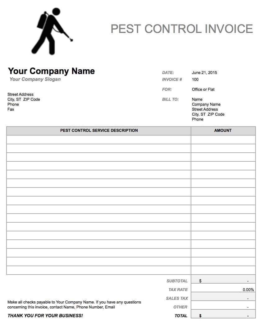 Free Pest Control Invoice Template | Pdf | Word | Excel In Pest Control Report Template