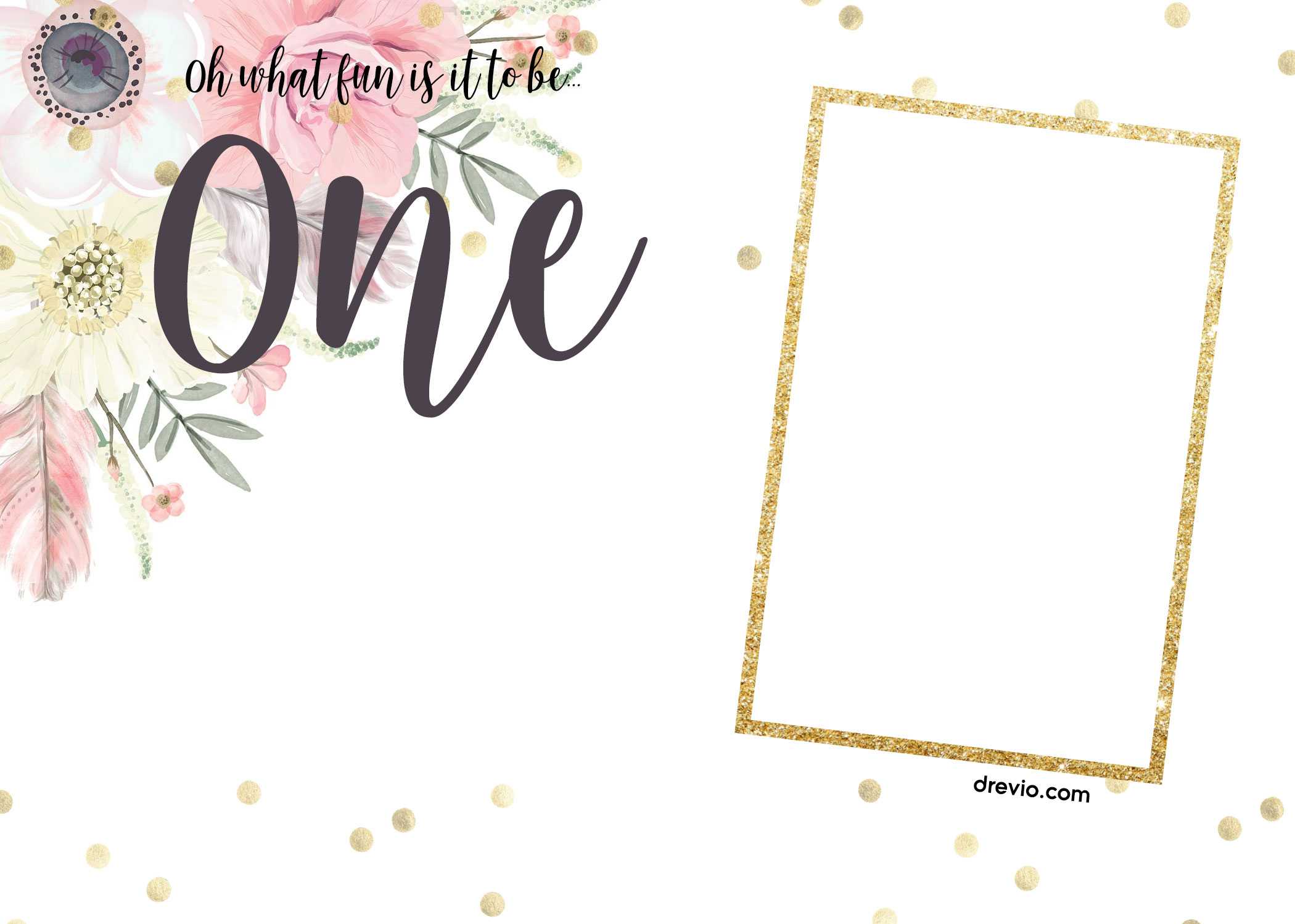 Free Printabe Boho Chic First Birthday Invitation Templates Regarding Blank Templates For Invitations