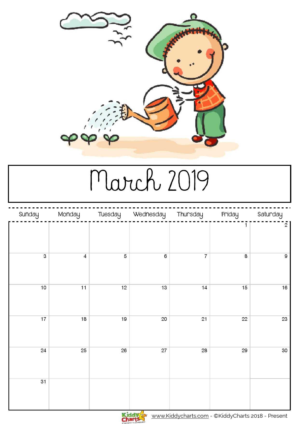 Free Printable 2019 Calendar – Print Yours Here | Kiddycharts For Blank Calendar Template For Kids
