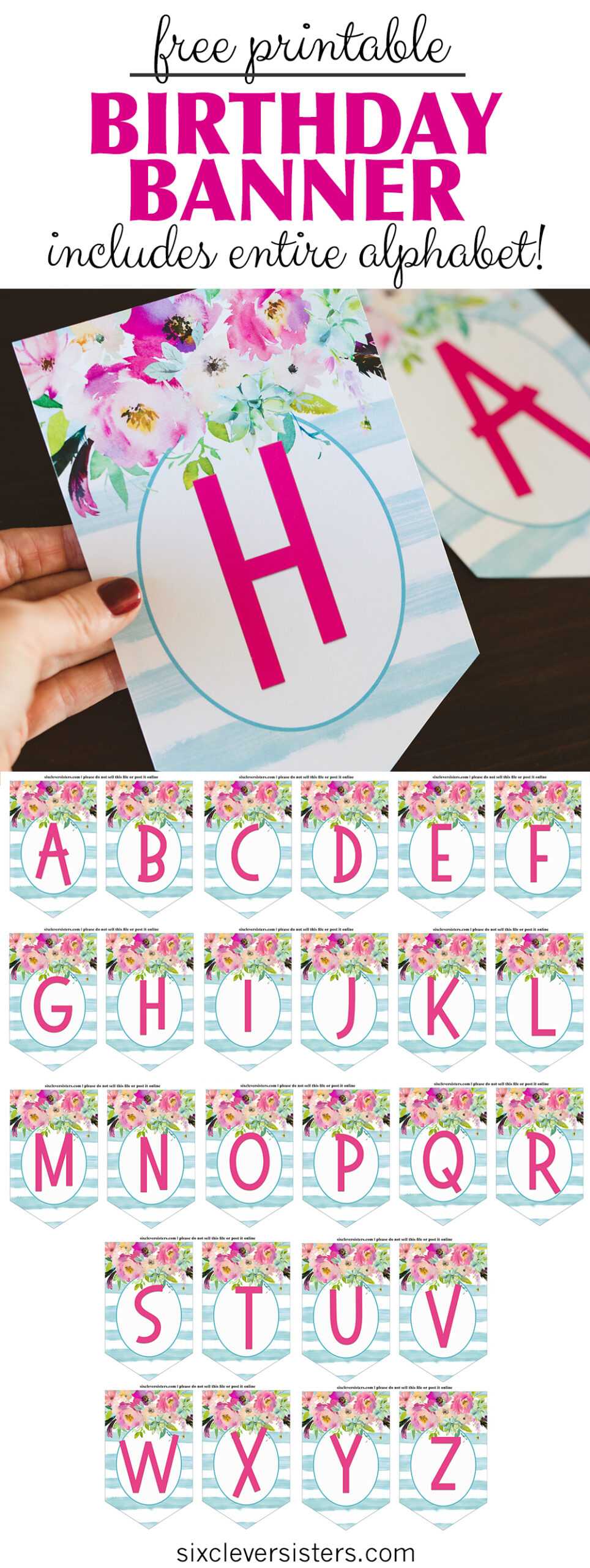 Free Printable Birthday Banner – Six Clever Sisters Within Diy Birthday Banner Template