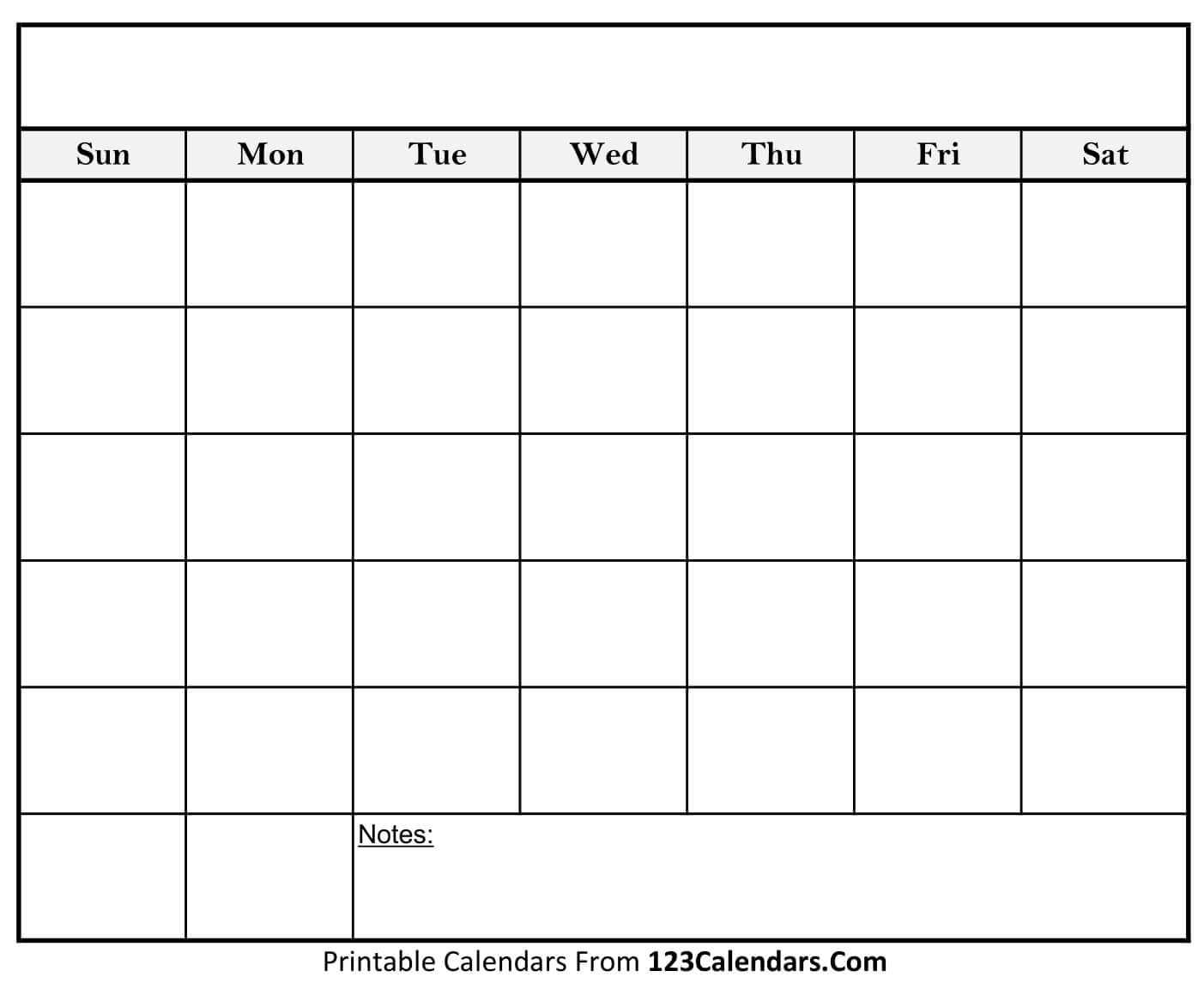 Free Printable Blank Calendar | 123Calendars In Full Page Blank Calendar Template