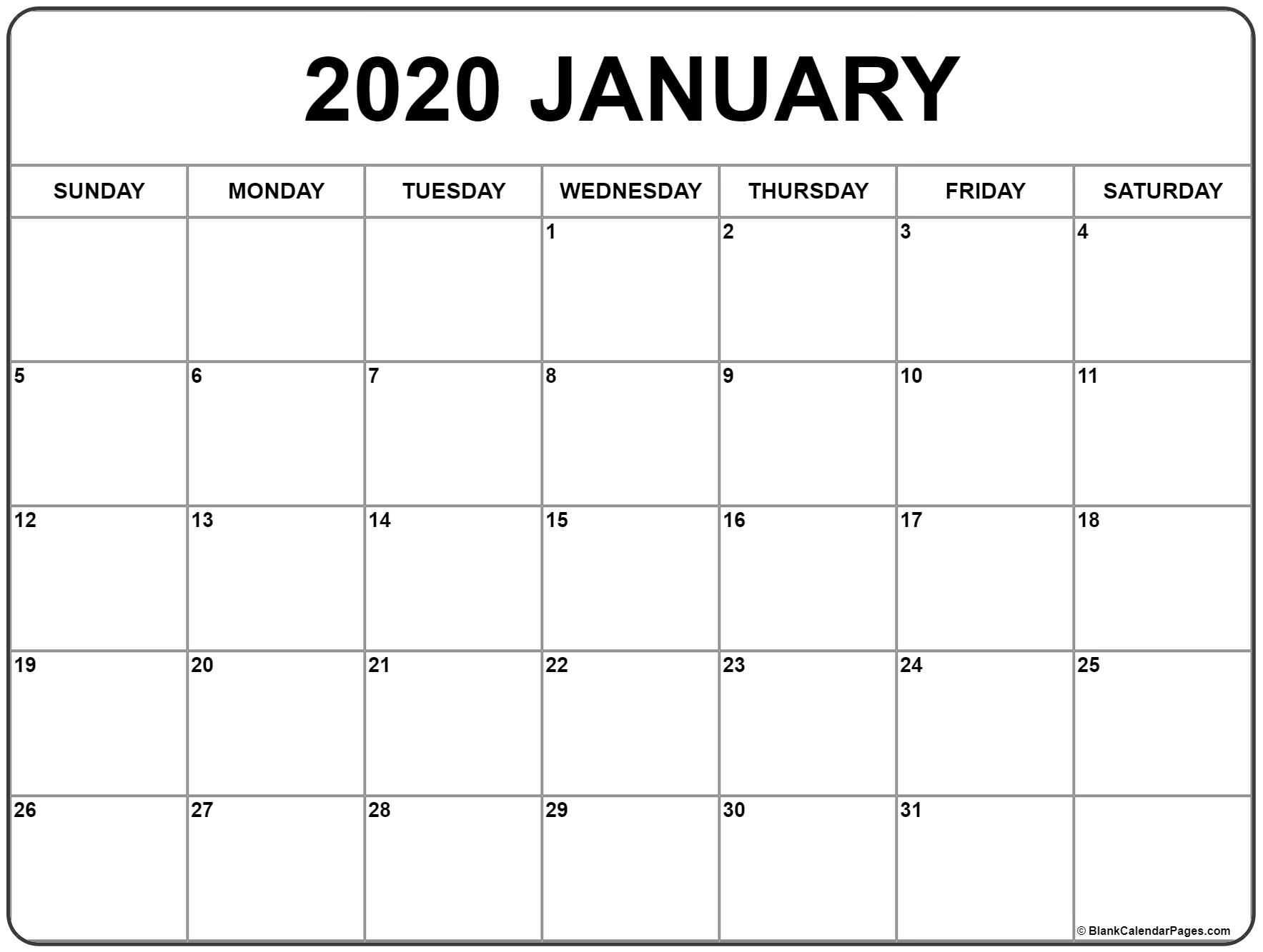 Free Printable Calendar Templates January 2020 | Printable Regarding Full Page Blank Calendar Template