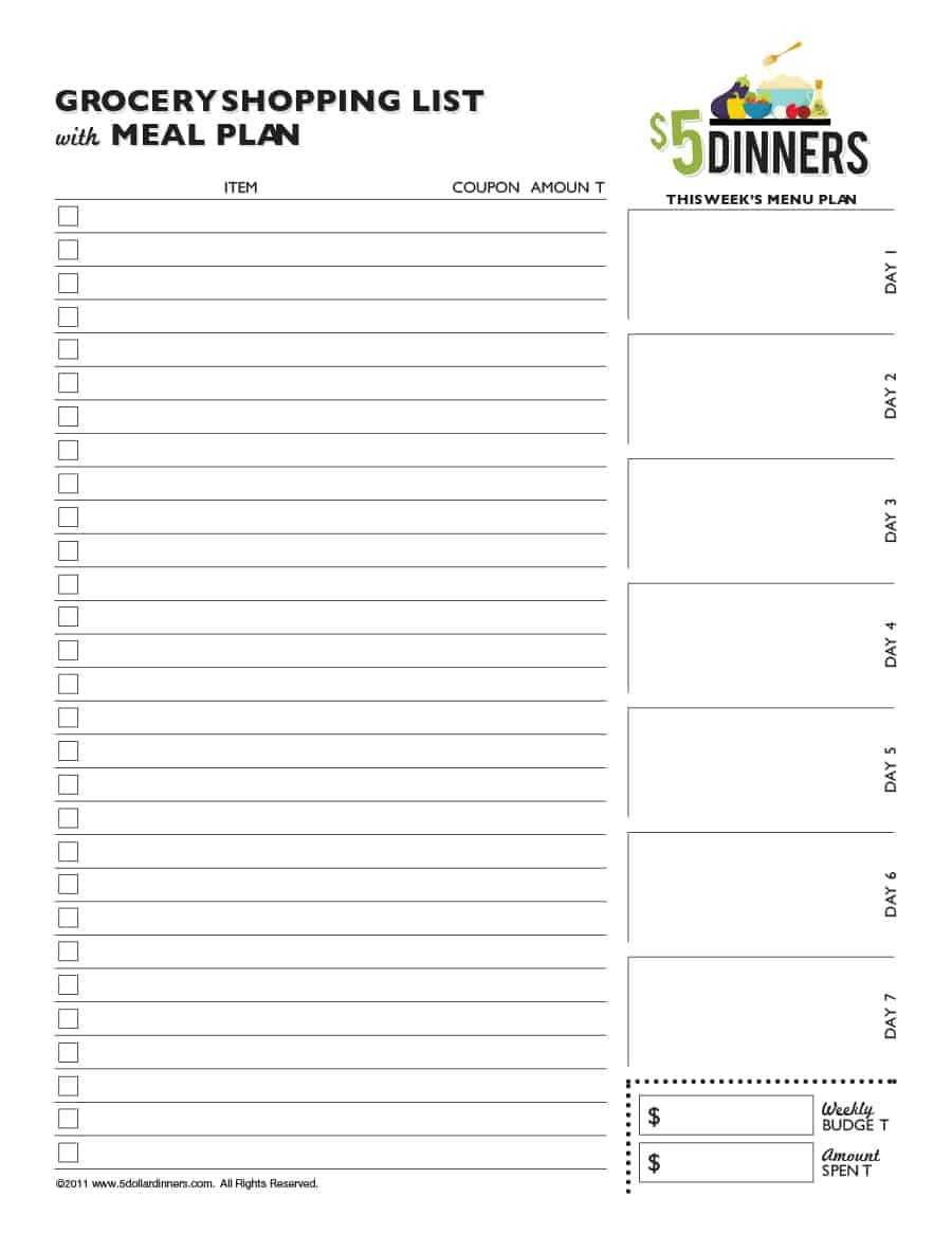 Free Printable Grocery List Templates | Printablepedia Within Blank Grocery Shopping List Template