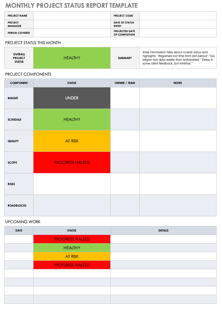 Free Project Report Templates | Smartsheet In Daily Status Report Template Xls