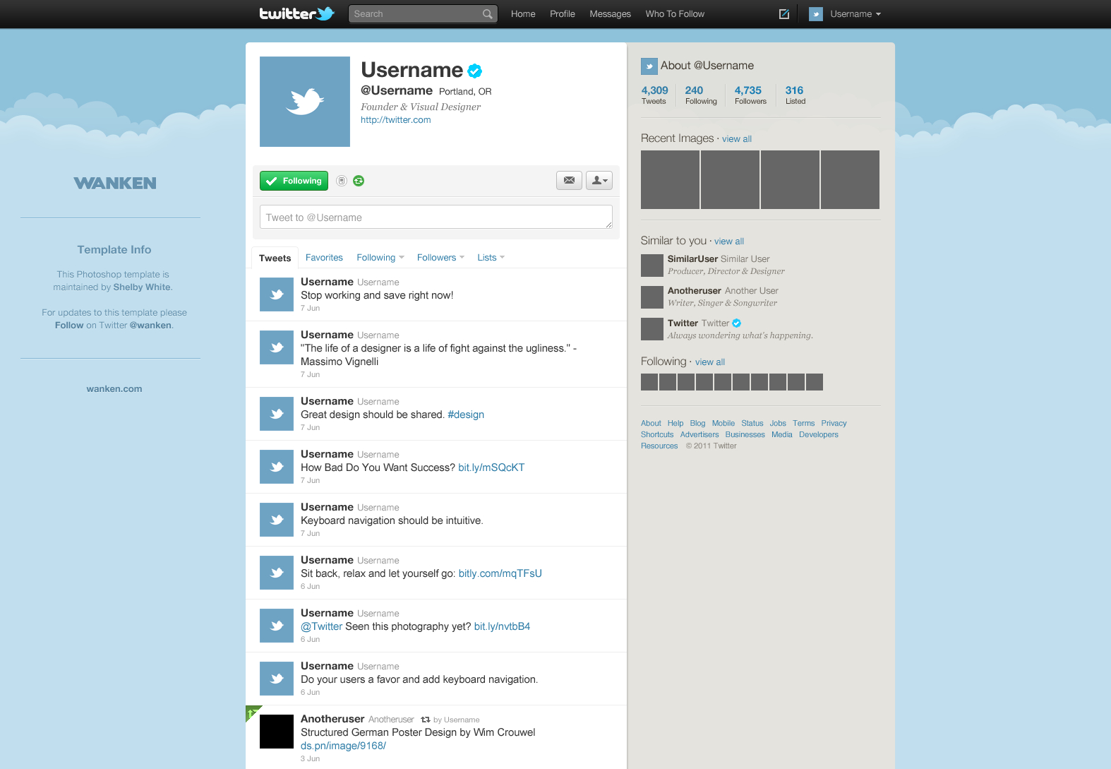 Free Twitter Gui Psd — Smashing Magazine Within Blank Twitter Profile Template