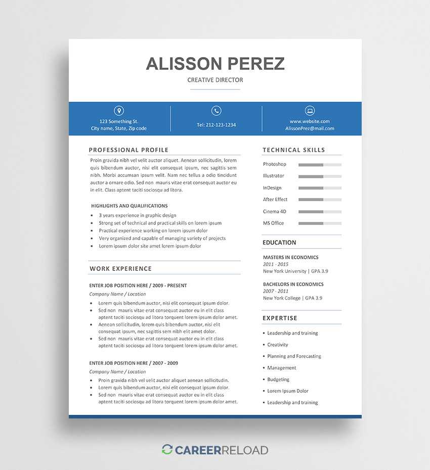 Free Word Resume Template - Alisson - Career Reload Inside Free Resume Template Microsoft Word