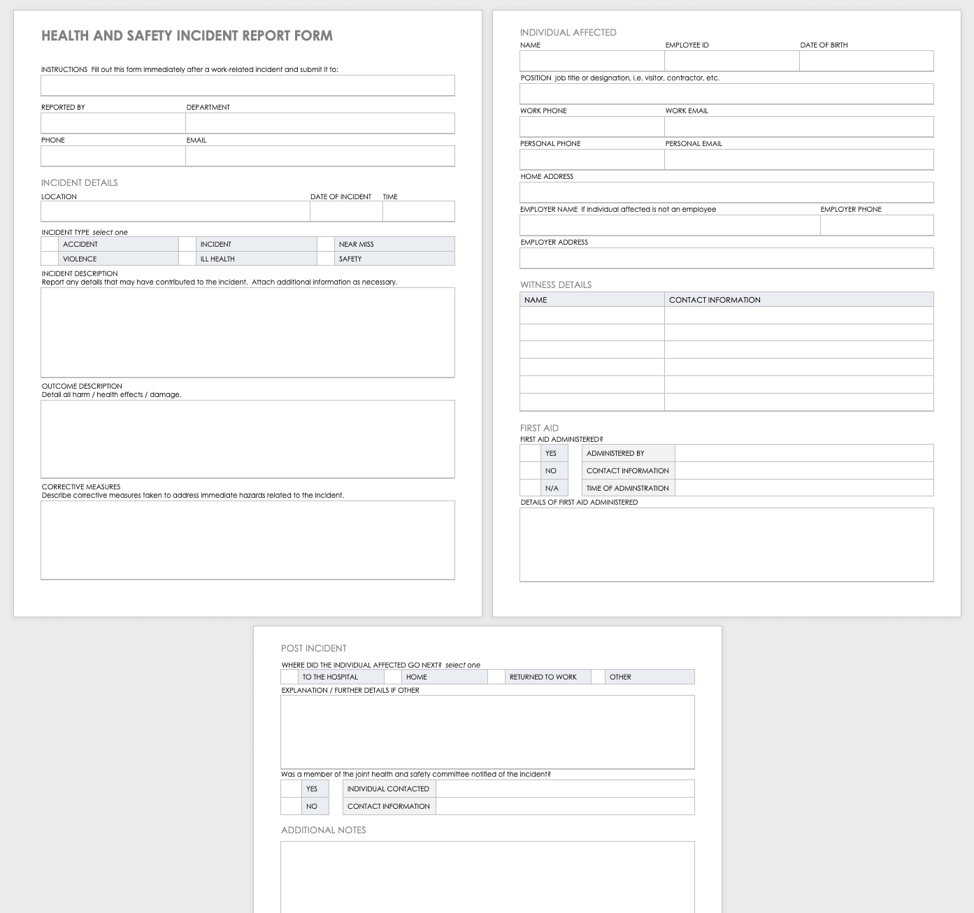 Free Workplace Accident Report Templates | Smartsheet In Monthly Health And Safety Report Template