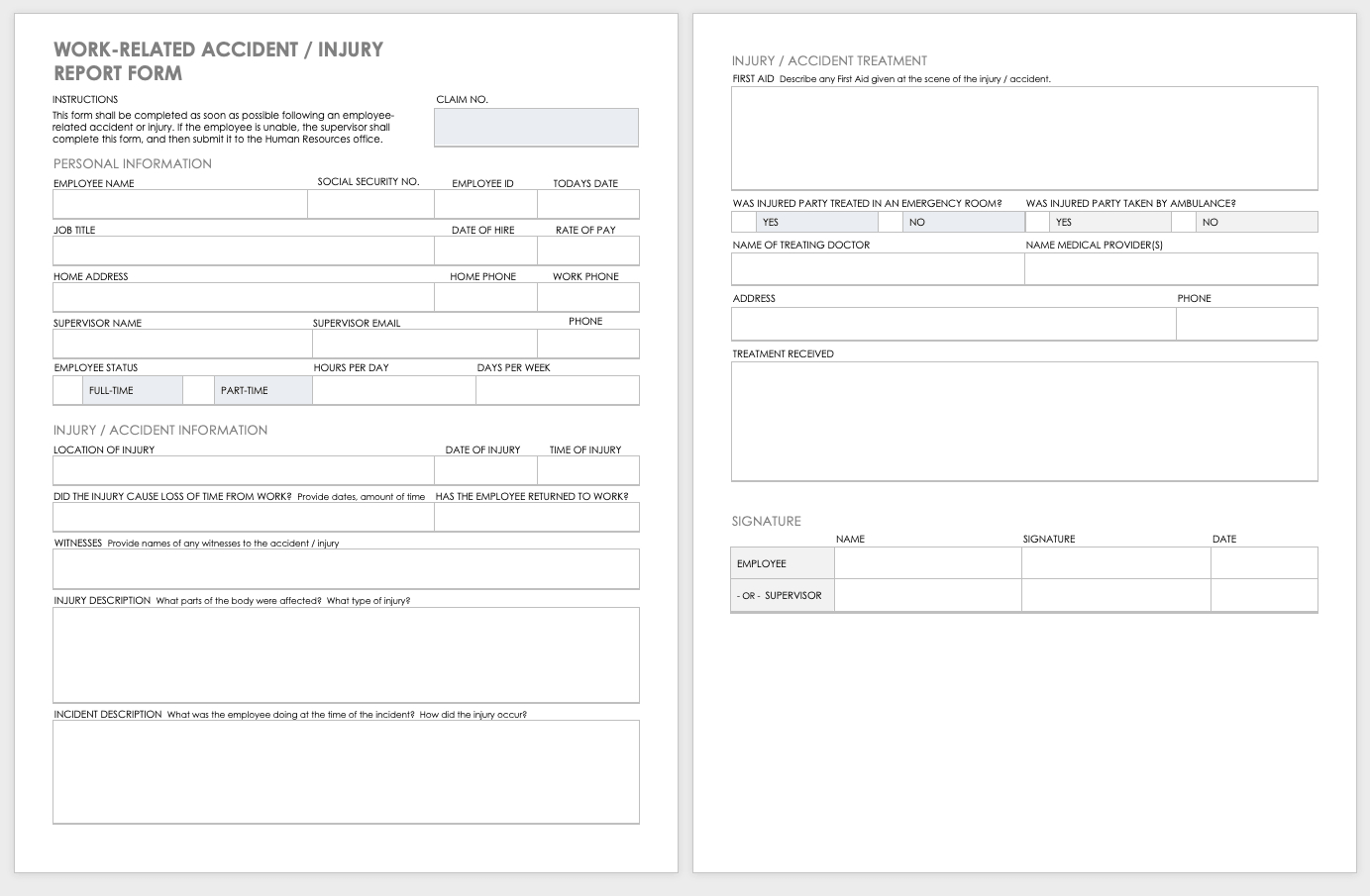 Free Workplace Accident Report Templates | Smartsheet Pertaining To Injury Report Form Template