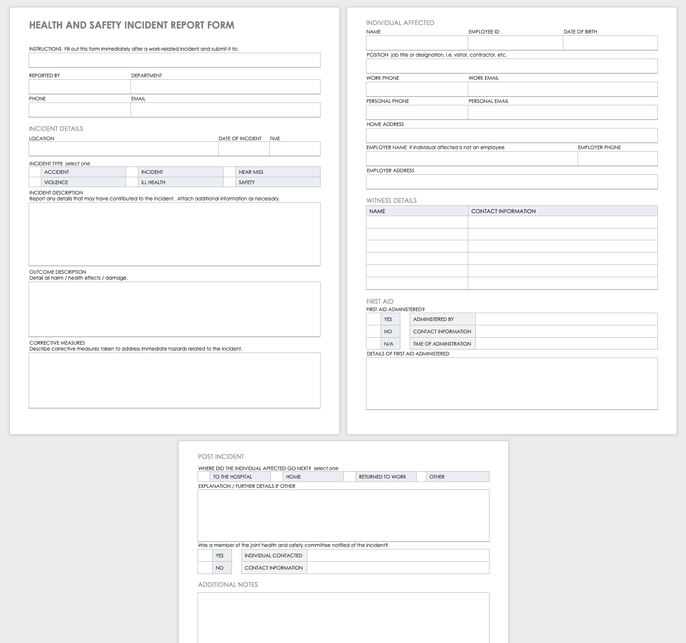 Free Workplace Accident Report Templates | Smartsheet Throughout Hazard Incident Report Form Template