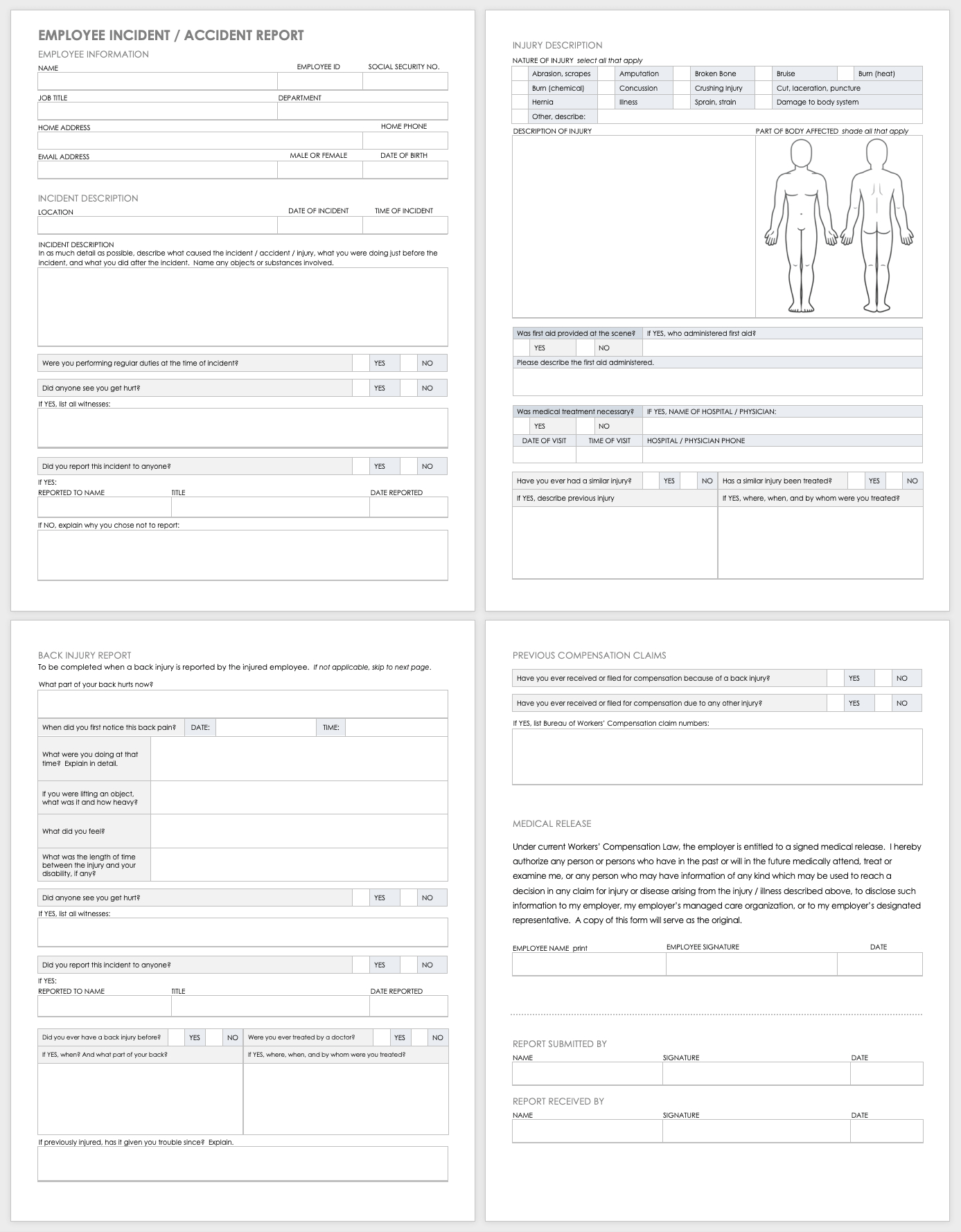 Free Workplace Accident Report Templates | Smartsheet Within First Aid Incident Report Form Template