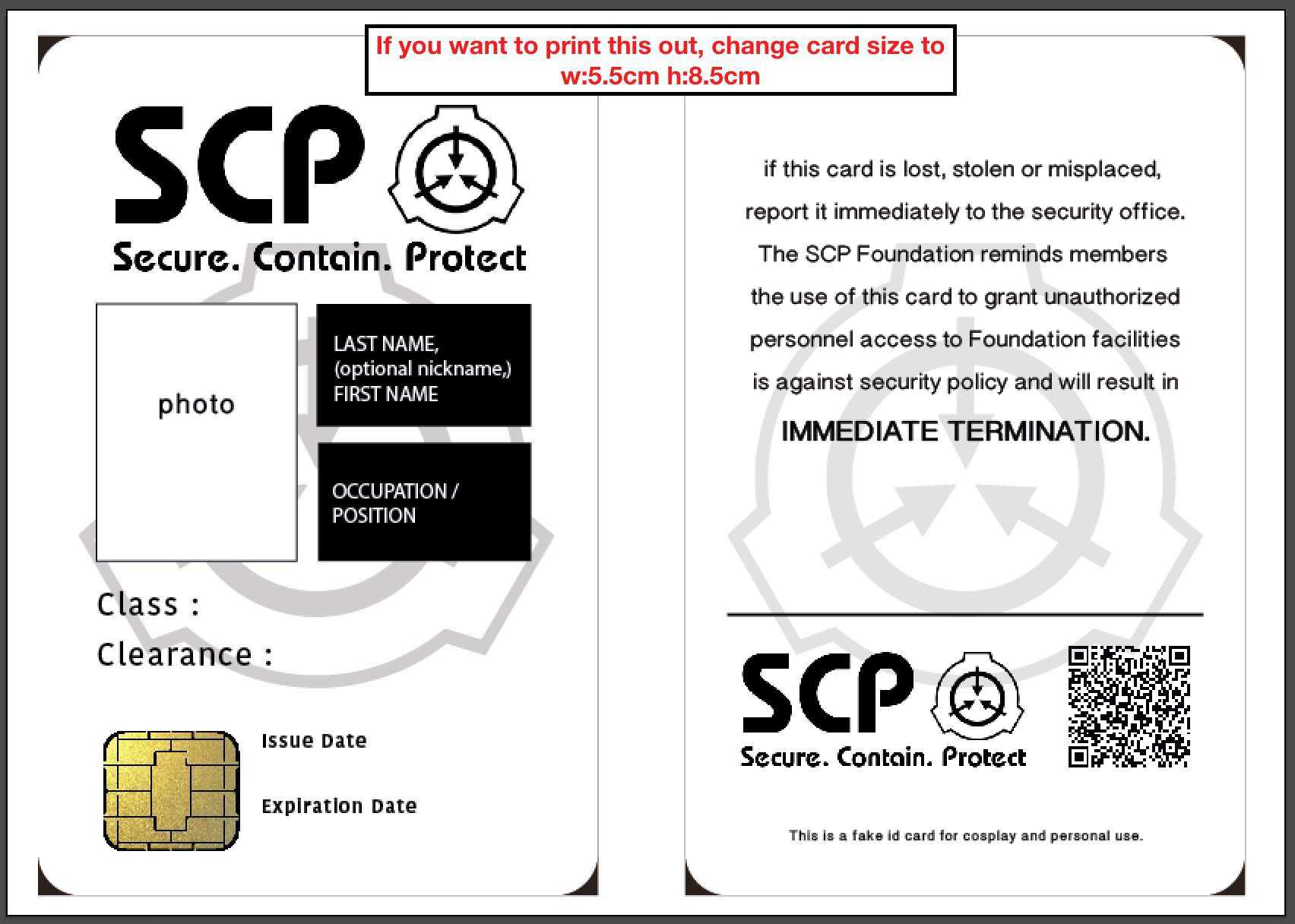 Ftu. Scp Id Card Template | Scp Foundation Amino With Regard To Id Badge Template Word
