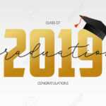 Graduating Card Template. Class Of 2019 – Banner With Gold Numbers.. With Regard To Graduation Banner Template