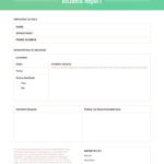 Green Incident Report Template In After Event Report Template