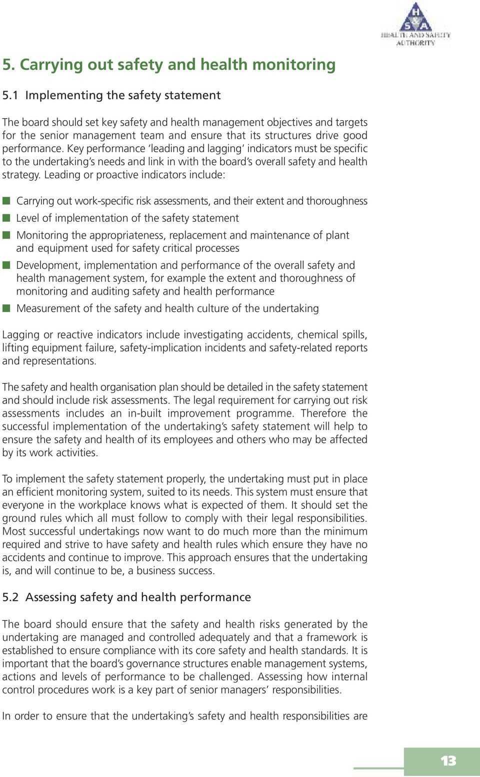 Guidance For Directors And Senior Managers On Their With Regard To Health And Safety Board Report Template