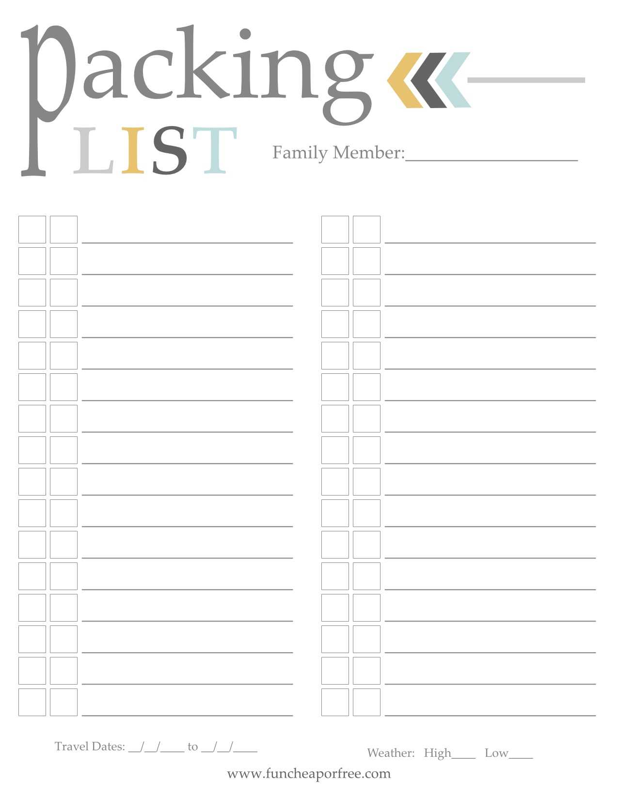 Holiday Travel Prep Made Easy + Free Packing Printables Regarding Blank Packing List Template