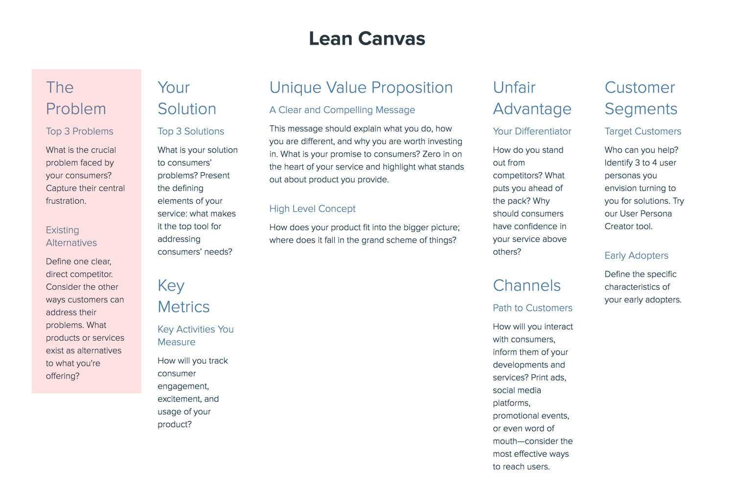 How To Create A Lean Canvas: A Step By Step Guide | Xtensio Within Lean Canvas Word Template