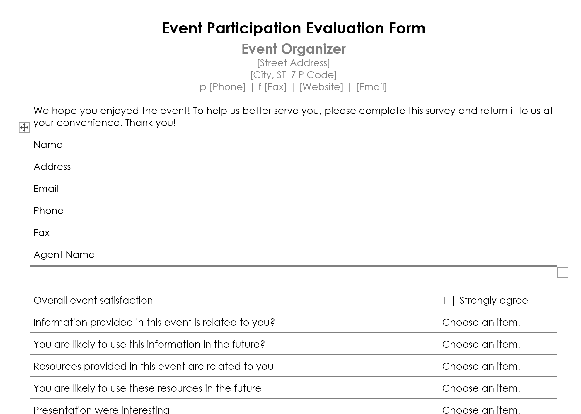 How To Create An Event Feedback Form (+Template) – Billetto Blog With Event Survey Template Word