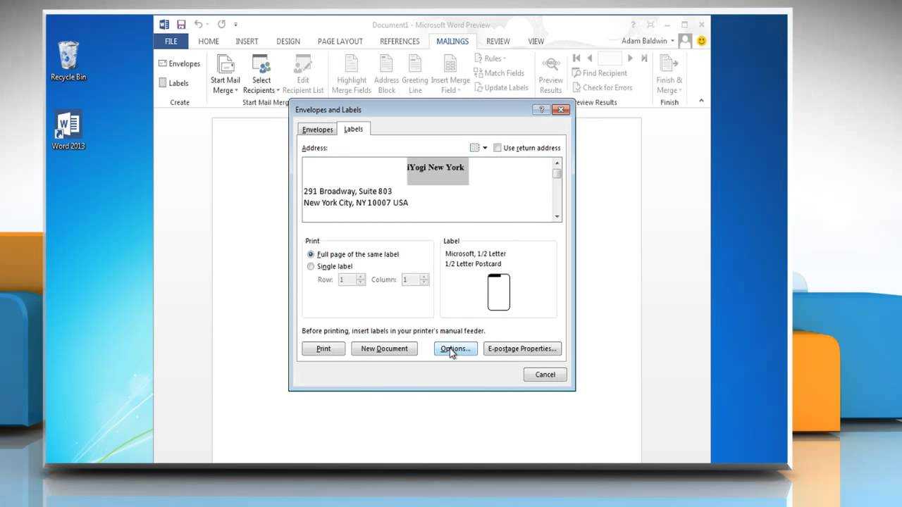 How To Create And Print Mailing Labels On Microsoft® Word 2013 With Regard To Word 2013 Envelope Template